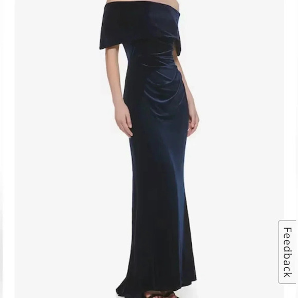 VINCE CAMUTO PLEATED OFF THE SHOULDER FLARED GOWN RED SIZE 6 - Picture 1 of 15